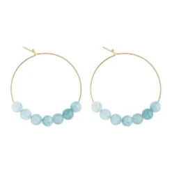 Petites créoles aigue-marine & or 14k gf