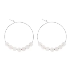 Petites créoles quartz rose & argent