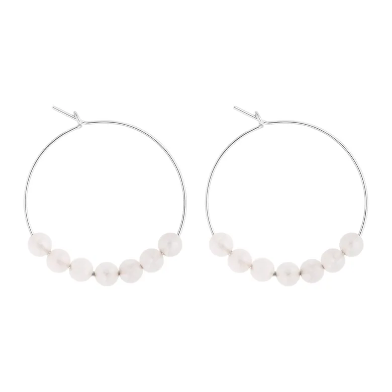 Petites créoles quartz rose & argent