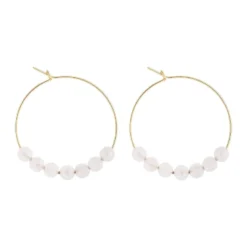 Petites créoles quartz rose & or 14k gf