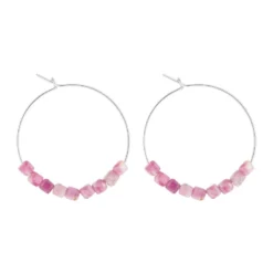 Petites créoles tourmaline rose & argent