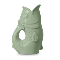 Pichet ou vase céramique poisson matcha vert clair