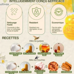 2 piège guêpes frelons extérieur réutilisable jaune