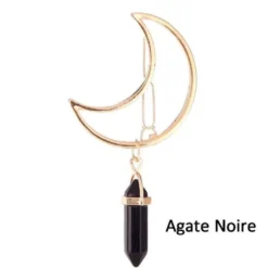 Pince à cheveux broche en agate noire