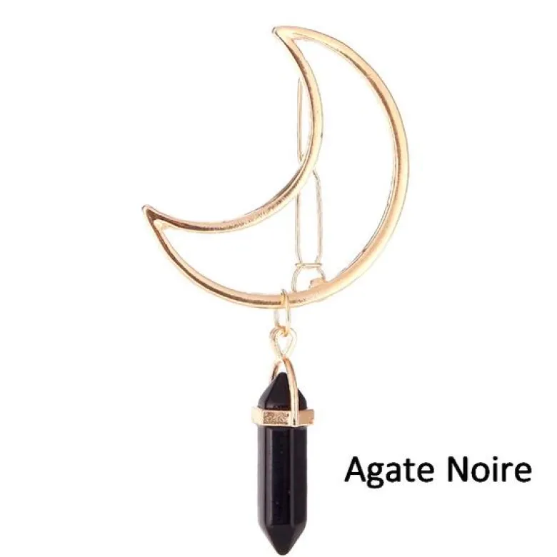 Pince à cheveux broche en agate noire