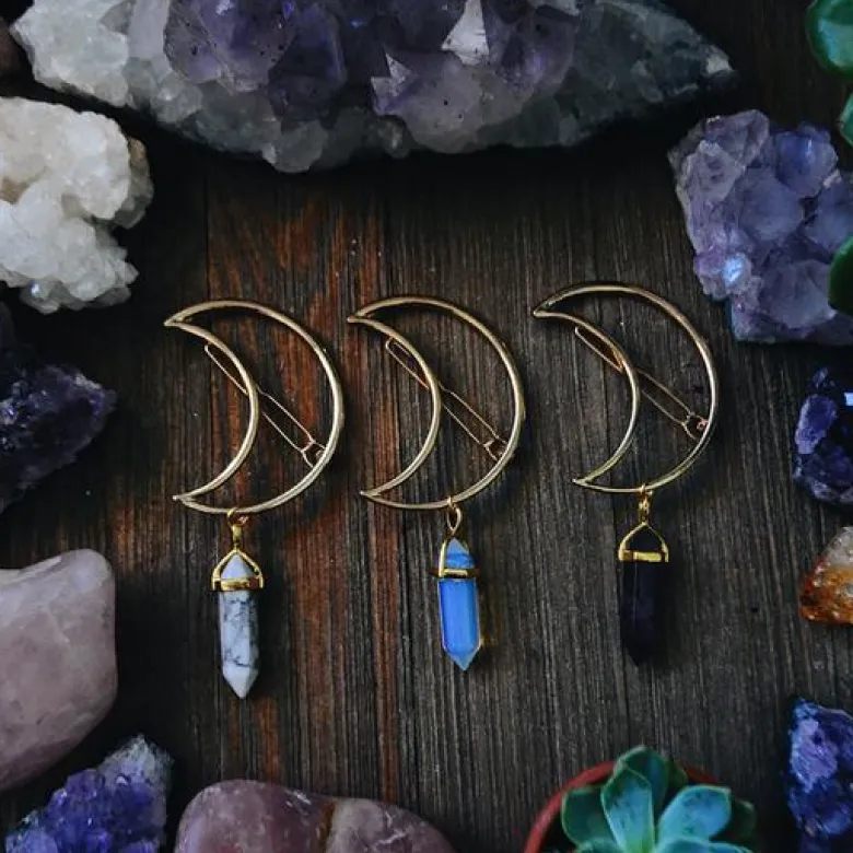 Pince à cheveux broche en agate noire