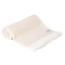 Plaid cachemire et laine beige amande