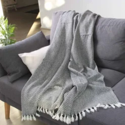 Plaid cachemire et laine gris foncé