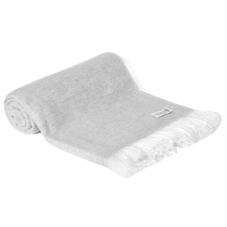 Plaid cachemire et laine gris argent