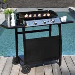 Plancha au gaz séville - 3 brûleurs 7,5kw + chariot