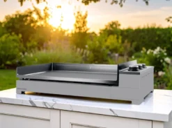 Plancha gaz premium 75 chassis acier noir et gris - forge adour