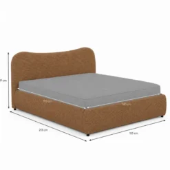 Plano lit coffre 140x190cm design arrondi velours côtelé marron