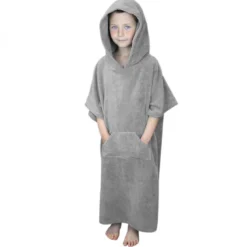 Poncho enfant , sortie de bain - gris