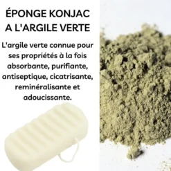 Éponge konjac argile verte pour le corps