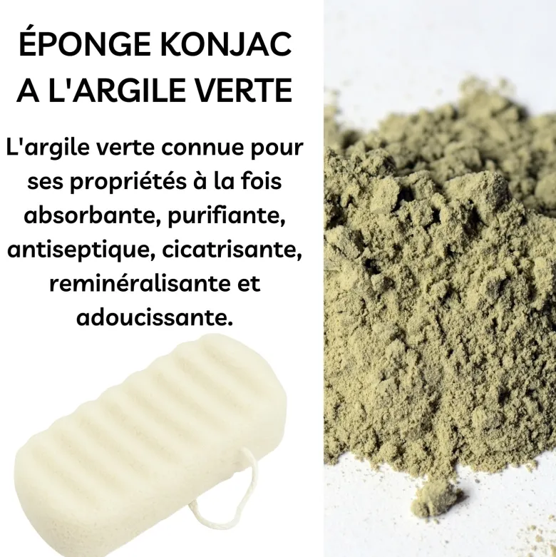 Éponge konjac argile verte pour le corps