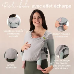 Porte-bébé hybride boba bliss gris