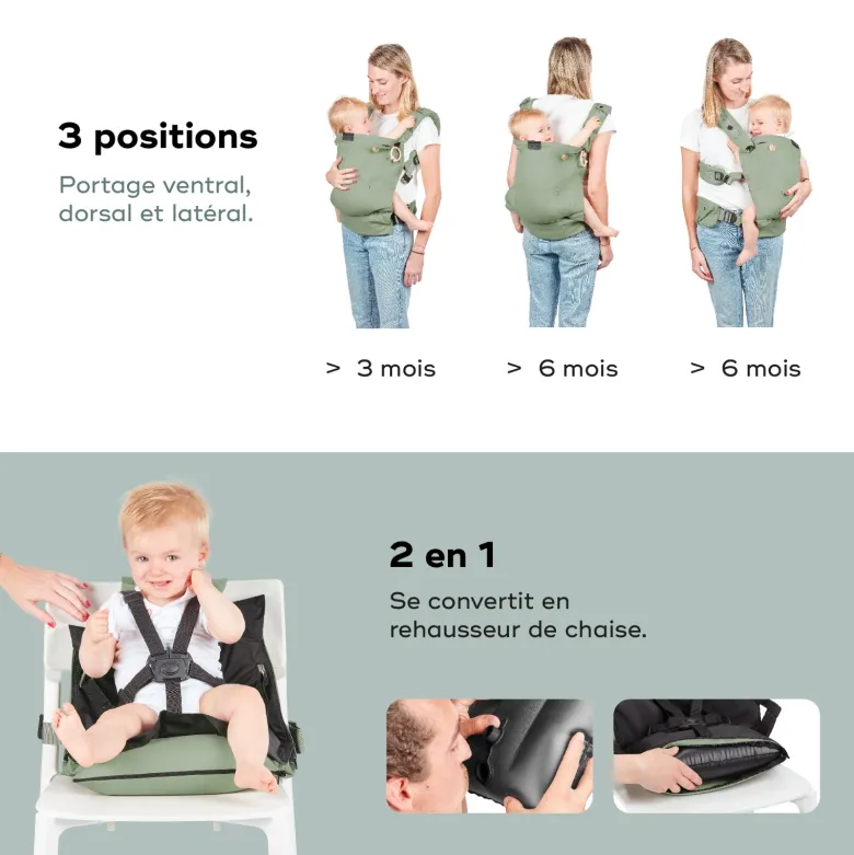 Porte-bébé évolutif moov & boost vert Vert