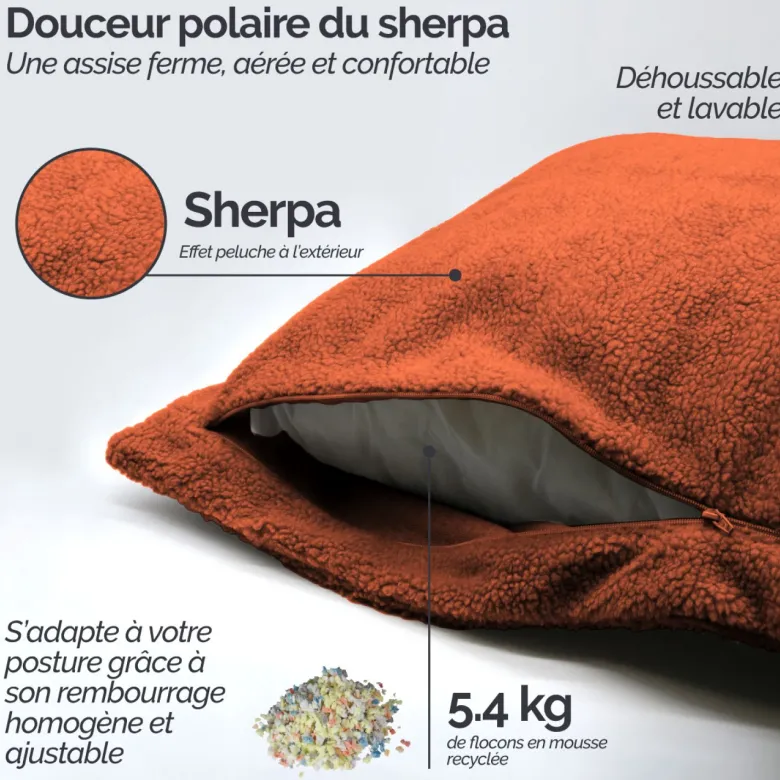 Pouf d'intérieur xxl - terracotta