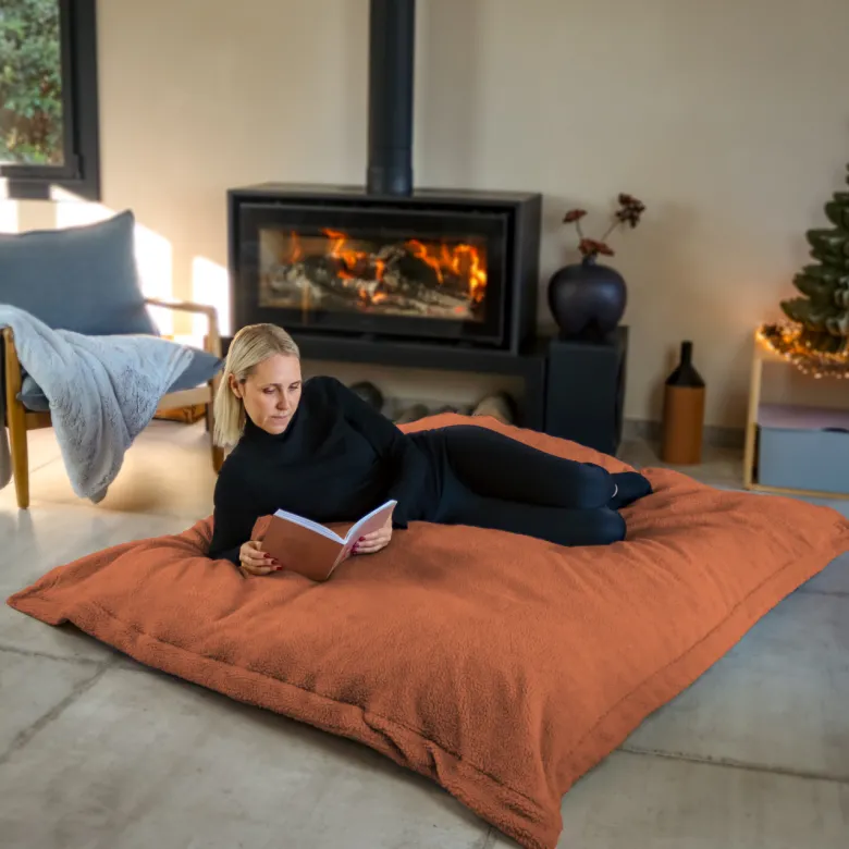 Pouf d'intérieur xxl - terracotta