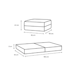 Pouf modulable - tissu extérieur à rayures Anthracite