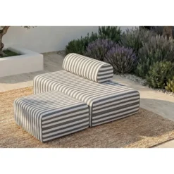 Pouf modulable - tissu extérieur à rayures Anthracite