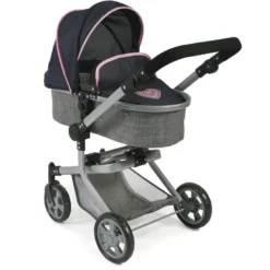 Poussette combinée mika, gris - bleu fon