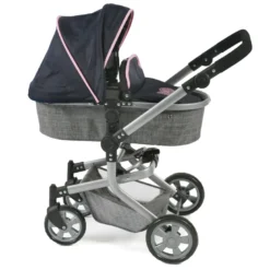 Poussette combinée mika, gris - bleu fon