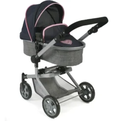 Poussette combinée mika, gris - bleu fon