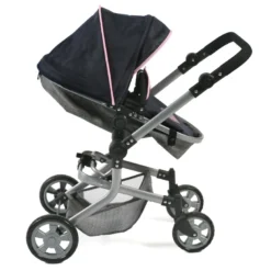 Poussette combinée mika, gris - bleu fon