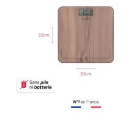 Power free - pèse personne sans piles ni batterie effet noyer
