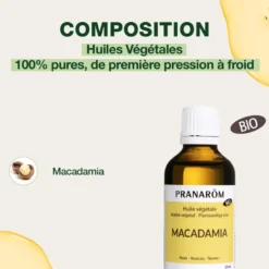 Pranarom - huile végétale de macadamia - bio