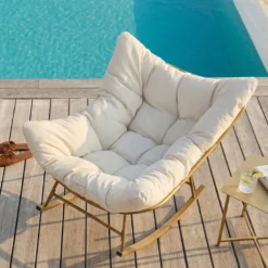 Quito fauteuil à bascule d'intérieur et d'extérieur beige