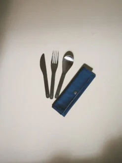 Qwetch set de 3 couverts en inox bleu Bleu foncé