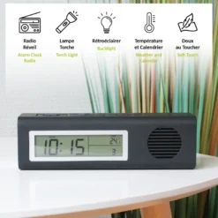 Radio réveil torche led compacte - 9 sons et fonctions pratiques