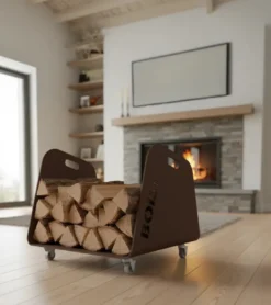 Range-bûches d'intérieur - 50cm - bois noir
