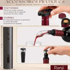 Ranji- kit tire bouchon électrique rechargeable usb c et accessoires pour vin