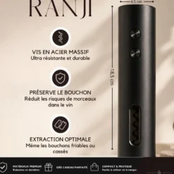 Ranji- kit tire bouchon électrique rechargeable usb c et accessoires pour vin