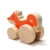 Renard à roulettes en bois