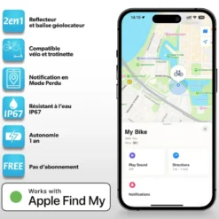 Réflecteur vélo avec traceur gps airtag