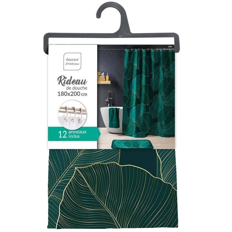 Rideau de douche polyester 180x200 jade