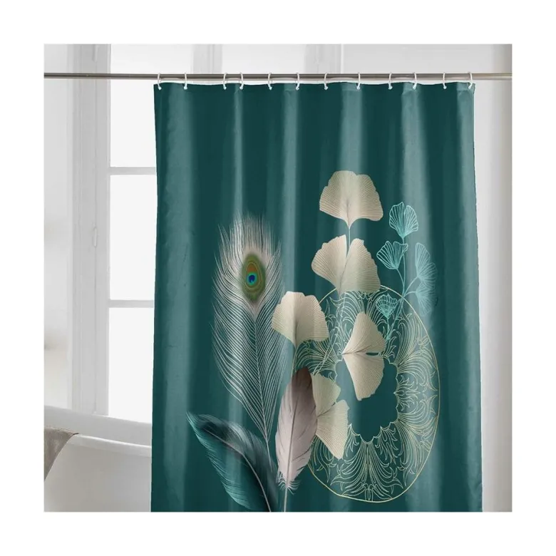 Rideau de douche 180x200 ginko blue