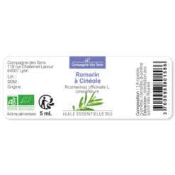 Romarin à cinéole - huile essentielle bio - 10ml garantie chromacert® - chémotyp