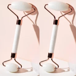 2 rouleaux masseurs visage jade blanc