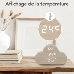 Réveil en forme de nuage & finition bois