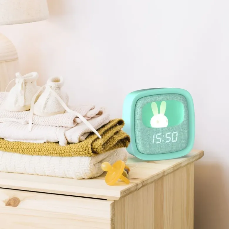 Réveil et veilleuse billy clock turquoise pour enfant - mob