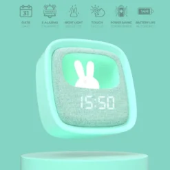 Réveil et veilleuse billy clock turquoise pour enfant - mob