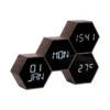 Réveil six hexagonale marron effet bois