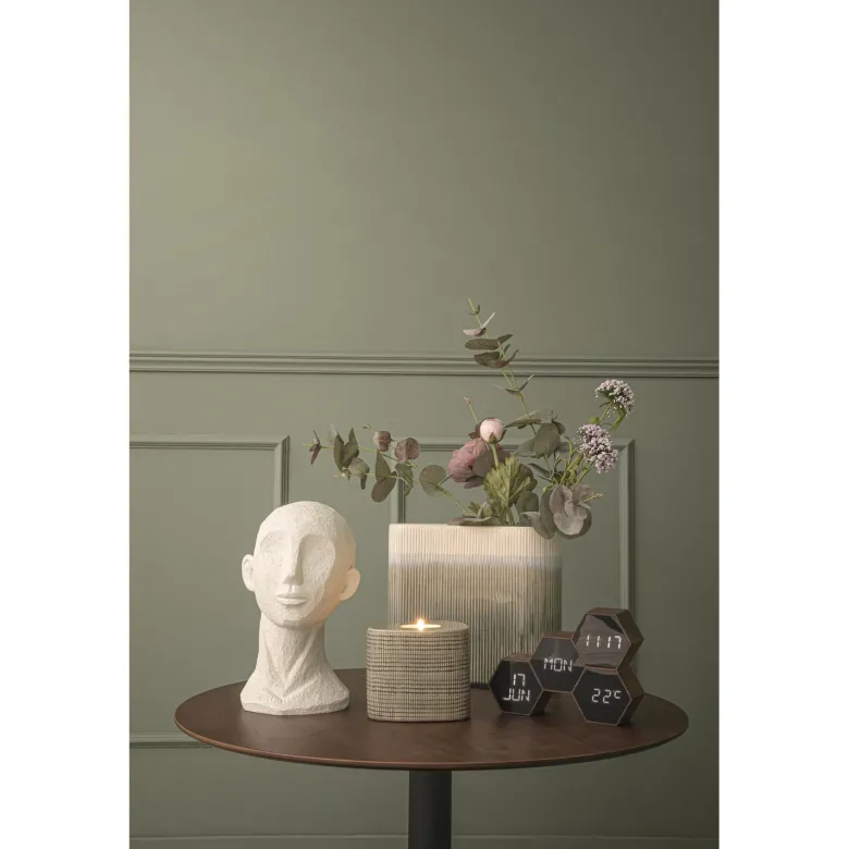 Réveil six hexagonale marron effet bois