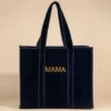 Sac cabas réversible deepa velours bleu nuit
