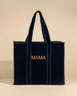 Sac cabas réversible deepa velours bleu nuit